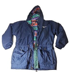 NIKE Jacket Mens Large Puffer VINTAGE 90's Aztec Fleece Sports Team Large Swoosh